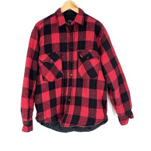 Vintage Five Brothers Shirt Size Medium Mens Flannel Heavy Quilted Buffalo Plaid